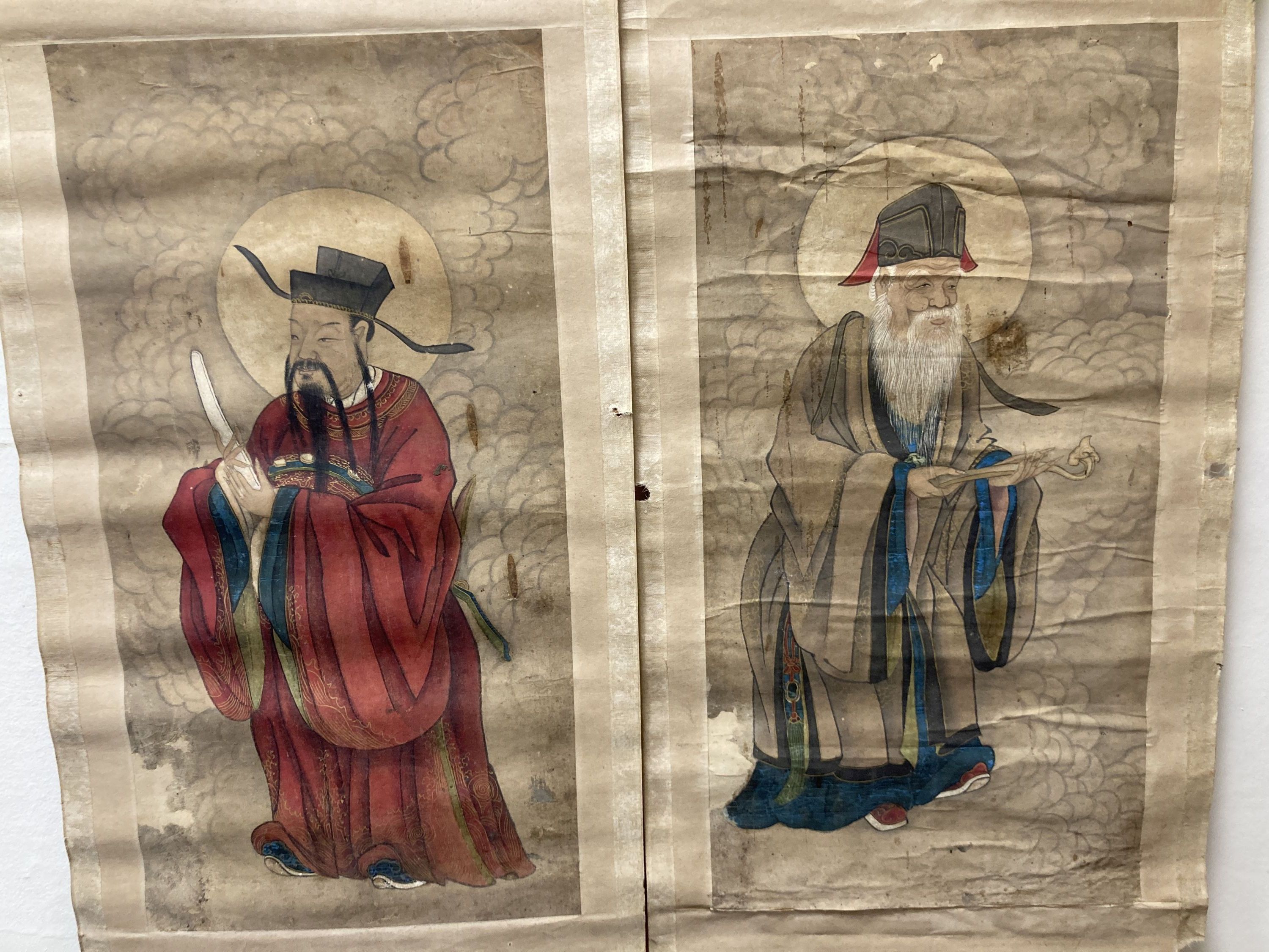 A set of ten Chinese scroll paintings on paper of immortals, early 20th century,